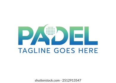 Logotipo del pádel, raqueta del pádel y Vector del diseño del logotipo de la bola