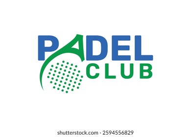 Logotipo del pádel, raqueta del pádel y Vector del diseño del logotipo de la bola