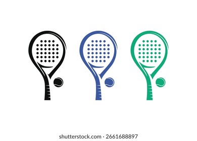 Padel logotipo padel Racket com bola logotipo design vetor