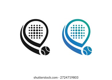 Padel logotipo padel Racket com bola logotipo design vetor