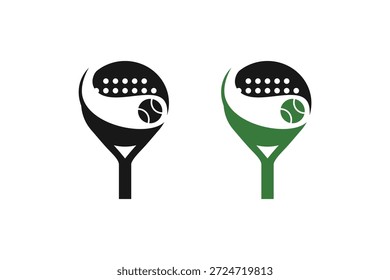 Padel logotipo padel Racket com bola logotipo design vetor
