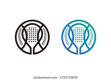Padel logotipo padel Racket com bola logotipo design vetor