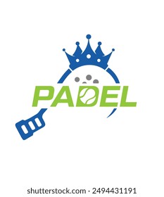 Padel logo, padel racket, crown and ball logo design vector