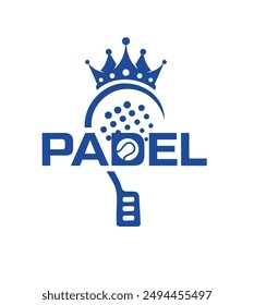 Padel-Logo, Padel Schläger, Krone und Ball-Logo-Design-Vektorgrafik
