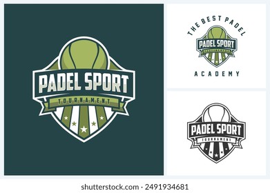 Padel logo sport design template, padel sport emblem vector, padel game tournament logo badge design vector illustration