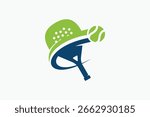 Padel logo template with a ball passing through a racket. It