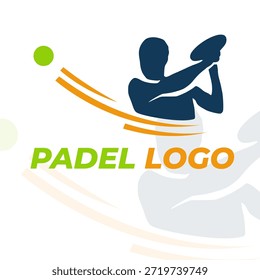 Jugador de pádel Backhand Swing Acción Logo Ilustración
