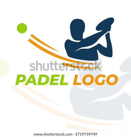 Padel Player Backhand Swing Action Logo Illustration
