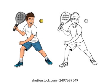 Padel Player Cartoon Design Illustration vector eps format suitable for your design needs logo illustration animation etc