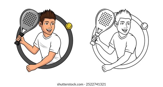 Padel Player Cartoon Logo Design Illustration vetor eps formato adequado para suas necessidades de design animação ilustração logotipo etc