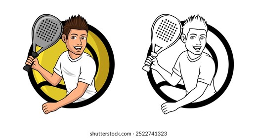 Padel Player Cartoon Logo Design Illustration vector eps format suitable for your design needs logo illustration animation etc