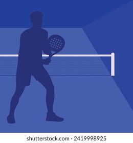 Padel player and court background design vector