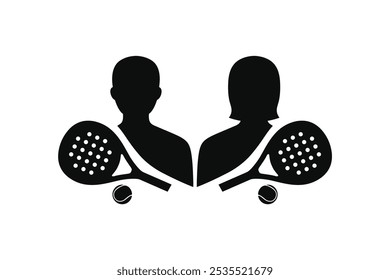 Padel players silhueta logotipo vetor design
