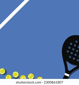 Padel racket ball court background template design vector