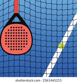 Padel racket ball court background template design vector