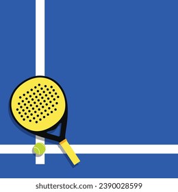 Padel racket ball court background template design vector