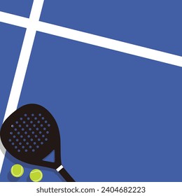 Padel racket ball court background template design vector