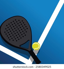 Padel racket ball court background template design vector