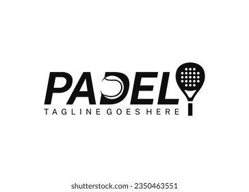 Padel racket and ball logo design vector