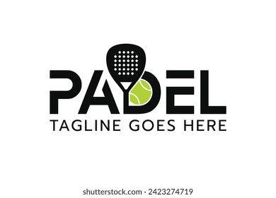 Padel racket and ball logo design vector