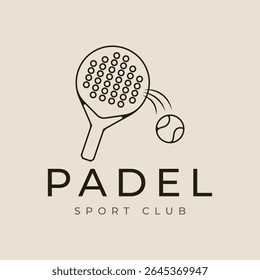 Padel racket, ball, padel sport club text. Perfect for promoting padel equipment, sport clubs, and engaging with padel enthusiasts.