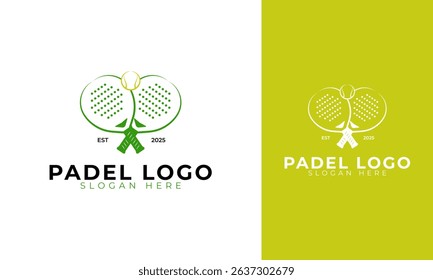 Padel racket logo design. Sport symbol for paddle tennis tournament. Sports team vector template