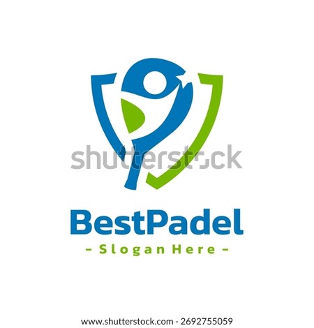 Padel racket logo design template. Isolated vector icon of sport padel on white background for poster, banner, flyer.