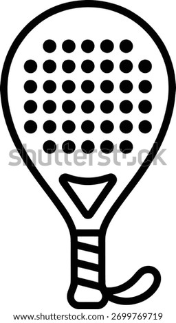 Padel racket outline icon on for sport design.