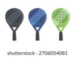 Padel Racket set 3D vector illustration, can use for Pictogram, Logo, Apps, Sport News, Website, Icon, Symbol, Sign, or Graphic Deign Element. Paddle Tennis Racket, Sport Equipment Vector Illustration
