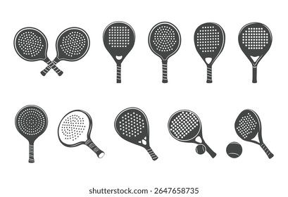 Padel Racket Vector, Crossed Padel Rackets Vector, Paddle Tennis Silhouette, Padel Racket Ball Silhouette.