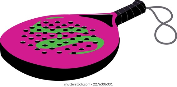 padel racket: vector illustration of a diamond shaped paddle tennis racket, bright colors, fuchsia green