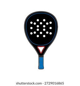Ilustración vectorial de la raqueta de pádel, icono profesional del bate del tenis del pádel. Elemento de diseño de equipo deportivo para torneo de pádel, logotipo del club y marca de fitness aislado sobre fondo blanco