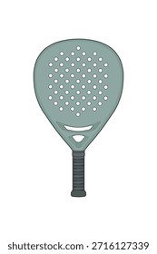Vector de raqueta de pádel para equipamiento deportivo, pádel, entrenamiento, competición y diseño deportivo.
