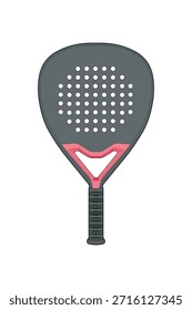 Vector de raqueta de pádel para equipamiento deportivo, pádel, entrenamiento, competición y diseño deportivo.