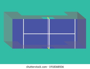 Padel Sport court - 2d flat color illustration. Sports game played with rackets.