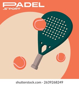 Padel Sport Illustration with Racket and Balls