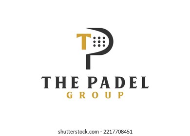 Padel sport logo design initial T P letter sports paddle