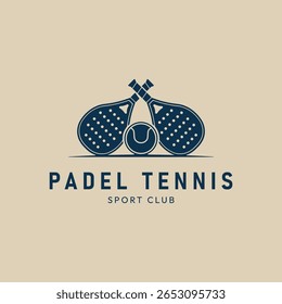 modelo gráfico do vetor do logotipo do esporte do padel, projeto da ilustração do torneio do jogo do ícone da bola do padel