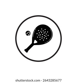 Padel Symbol Vector Illustration, Padle Tennis Sport Icon Symbol Vector, Padel logo symbol icon Vector Illustration Black and White.