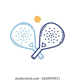 Padel Symbol Vector, Sport Padel Tennis Vector Illustration, Sports Equipment Paddel Racket and Ball Vector Icon.