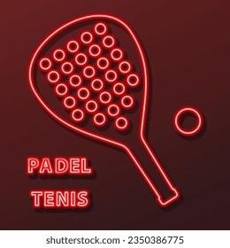 padel tenis neon sign, modern glowing banner design, colorful modern design trend on black background. Vector illustration.