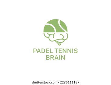 padel tennis ball brain logo design vector