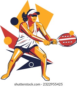 Padel Tennis Beach Tennis Vector Woman