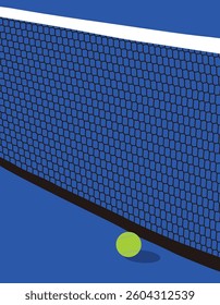padel tennis court and a ball on the line. Padel background design vector
