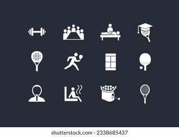 Padel tennis icon set. Padel event, tournament, training icon set symbol vector