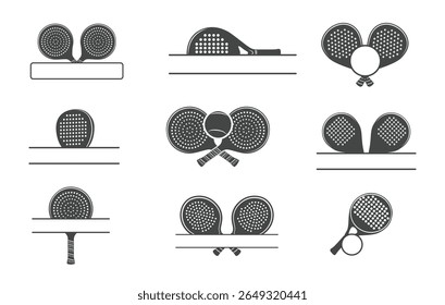 Padel Tennis Monogram Logo, Crossed Paddle Tennis Racket Vector, Paddle Tennis Monogram, Crossed Logo, Crossed Paddle Logo.  