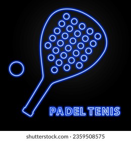 padel tennis neon sign, modern glowing banner design, colorful modern design trend on black background. Vector illustration.