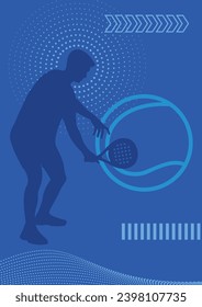Padel tennis player silhouette background design vector
