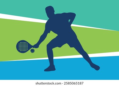 Padel tennis player silhouette background design vector