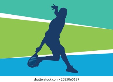 Padel tennis player silhouette background design vector